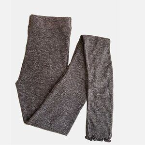 Free People Intimately Heather Brown Soft Scalloped Trim Ribbed Leggings